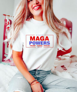 Hulk Hogan wearing Maga Powers Trump Vance Hogan T-shirts